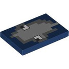 LEGO Mørkeblå Flise 2 x 3 med Minecraft Squid Ansigt (26603 / 34052)