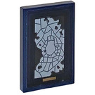 LEGO Dark Blue Tile 2 x 3 with Painting of a Silver Map Sticker (26603)