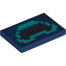 LEGO Dark Blue Tile 2 x 3 with Pixelated Dark Turquoise Outline (26603 / 102712)