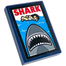 LEGO Dark Blue Tile 2 x 3 with SHARK Sticker (26603)