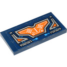LEGO Dark Blue Tile 2 x 4 with Blue Circuitry and Silver and Orange Screen with White Head-Up Display Sticker (87079)