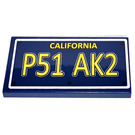 LEGO Dark Blue Tile 2 x 4 with California P51 AK2 Sticker (87079)