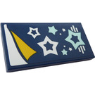 LEGO Dark Blue Tile 2 x 4 with Coverlet with Stars Sticker (87079)