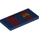 LEGO Dunkelblau Fliese 2 x 4 mit FC Barcelona rot Streifen (87079 / 100736)