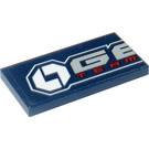LEGO Dark Blue Tile 2 x 4 with 'GE' and 'TEAM' Sticker (87079)