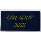 LEGO Dark Blue Tile 2 x 4 with 'LEG GODT' and '2021' (87079)
