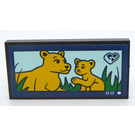 LEGO Dark Blue Tile 2 x 4 with Lioness and Cub Sticker (87079)