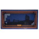 LEGO Dark Blue Tile 2 x 4 with Painting with Dark Scenery Sticker (87079)