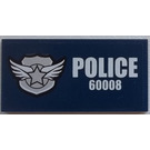 LEGO Dark Blue Tile 2 x 4 with Police and 60008 Sticker (87079)