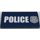LEGO Donkerblauw Tegel 2 x 4 met Politie en badge Sticker (87079)