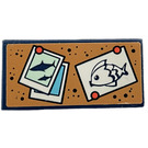 LEGO Dark Blue Tile 2 x 4 with Shark Photo and Fish Drawing Sticker (87079)
