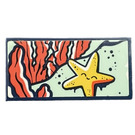 LEGO Dark Blue Tile 2 x 4 with Starfish and Seaweed Sticker (87079)