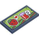 LEGO Dark Blue Tile 2 x 4 with Strawberry, Heart, Jam Jar and ‘5’ Sticker (87079)