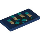 LEGO Dark Blue Tile 2 x 4 with Turquoise and tan pixels (87079 / 102159)