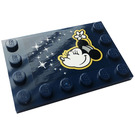 LEGO Bleu foncé Tuile 4 x 6 avec Goujons sur 3 Edges avec Minnie Mouse, Stars Autocollant (6180)