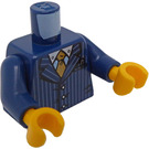 LEGO Donkerblauw Torso met Pinstripe Jasje, Gold Tie en Pen (76382 / 88585)