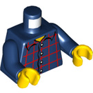 LEGO Donkerblauw Torso met Rood plaid, collared shirt (73403 / 76382)
