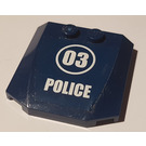 LEGO Dark Blue Wedge 4 x 4 Curved with "POLICE" and 03 in a circle pattern Sticker (45677)