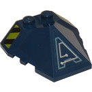 LEGO Dark Blue Wedge 4 x 4 Quadruple Convex Slope Center with "A" Circuitry and Danger Stripes Sticker (47757)