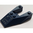 LEGO Donkerblauw Wig 6 x 4 Uitsparing met Zilver Circuitry (Rechtsaf) Sticker met noppen (6153)