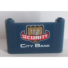 LEGO Donkerblauw Voorruit 1 x 6 x 3 met City Bank Security logo Sticker (64453)