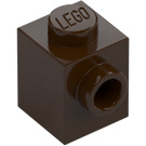 LEGO Tmavě hnědá Kostka 1 x 1 s Cvoček na Jeden Postranní (87087)