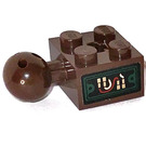 LEGO Dunkelbraun Backstein 2 x 2 mit Kugelgelenk und Axlehole mit Wire connection Aufkleber mit Löchern im Ball (57909)