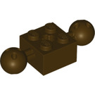 LEGO Dunkelbraun Backstein 2 x 2 mit Zwei Ball Joints mit Löchern in Kugel und Achsloch (17114)