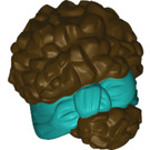 LEGO Dunkelbraun Coiled Haar mit Turquoise Bow (79984)