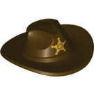 LEGO Dunkelbraun Cowboy Hut mit Breit Brim mit Sheriff star Badge (13565 / 19334)