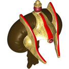 LEGO Dark Brown Hair Bun with Braid and Gold Hood with Royal Insignia (11783)
