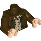 LEGO Tummanruskea Indiana Jones Vartalo jossa Takki over Rumpled Beige Paita (973 / 76382)