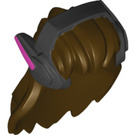 LEGO Dunkelbraun Lange Wellig Haar mit Headset mit Dark Pink (47028)
