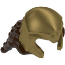 LEGO Donkerbruin Lang golvend haar met Parelmoer goud Helm (67672)