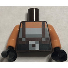 LEGO Dark Brown Minifig Torso with Pixelated Suspenders and White Top (973)