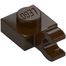 LEGO Marrón oscuro Placa 1 x 1 con Clip Horizontal (Clip en "O" abierto grueso) (52738 / 61252)