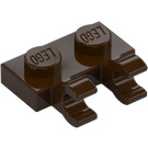 LEGO Dark Brown Plate 1 x 2 with Horizontal Clips (Open 'O' Clips) (49563 / 60470)