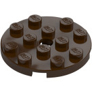 LEGO Dark Brown Plate 4 x 4 Round with Hole and Snapstud (60474)