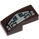 LEGO Dark Brown Slope 1 x 2 Curved with Blue and Silver Gorilla Armor (Right) Sticker (11477)