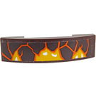 LEGO Dark Brown Slope 1 x 4 Curved Double with Yellow Lava, Two White Spots, Orange Cracks (Left) Sticker (93273)