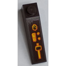 LEGO Dark Brown Slope 1 x 4 x 1 (18°) with Lever and Rock Buttons Left Sticker (60477)