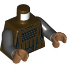 LEGO Donkerbruin Tasu Leech Minifiguur Torso met Zwart Armen en Medium Dark Vleeskleur Handen (973 / 76382)