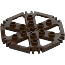 LEGO Mørk brun Technic Plate 6 x 6 Hexagonal med Six Eiker og Clips med hule knotter (64566)