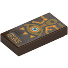 LEGO Dark Brown Tile 1 x 2 with Sheikah Slate with Groove (3069)