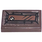 LEGO Dark Brown Tile 1 x 2 with Wood and Screw Sticker with Groove (3069)