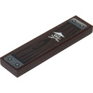 LEGO Dark Brown Tile 1 x 4 with Wood Grain, 4 Nails and Skull with Crossbones Sticker (2431)