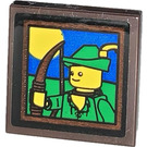 LEGO Dark Brown Tile 2 x 2 with Picture of Archer Sticker with Groove (3068)