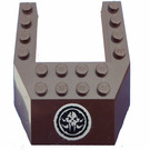 LEGO Dark Brown Wedge 6 x 8 with Cutout with Silver Alien Head Skull Round Sticker (32084)