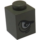 LEGO Donkergrijs Steen 1 x 1 met Rechtsaf Arched Eye (3005)
