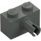 LEGO Mørk grå Kloss 1 x 2 med Stift uten bunnknottholder (2458)